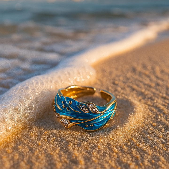 Vintage Blue Wave Ring - Ocean Inspired