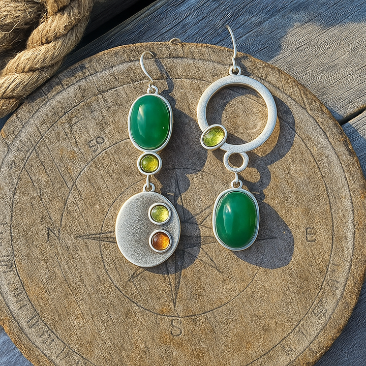 Emerald Green Silver Drop Earrings