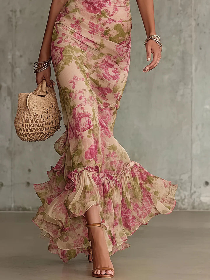 Rosalie™ Vintage Rose Print Maxi Dress