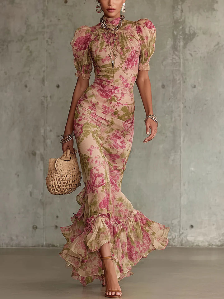 Rosalie™ Vintage Rose Print Maxi Dress