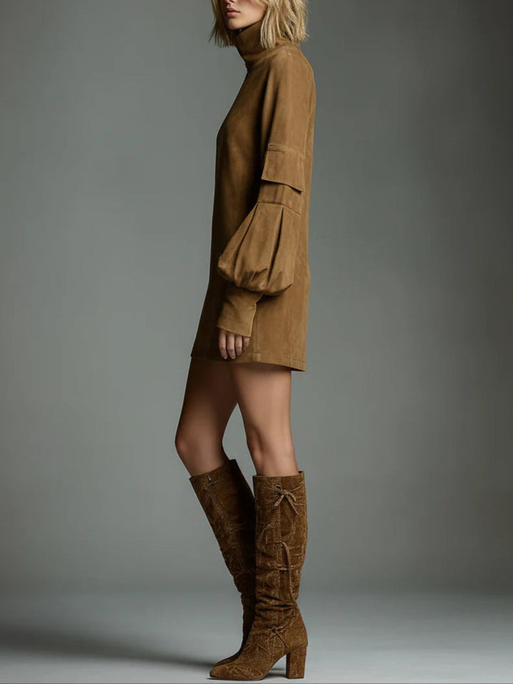 Buy | High-Neck Suede Mini Dress