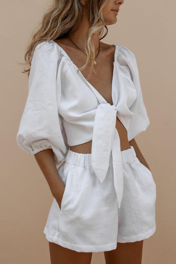 Almira - Chic Tie-Front Two-Piece Set